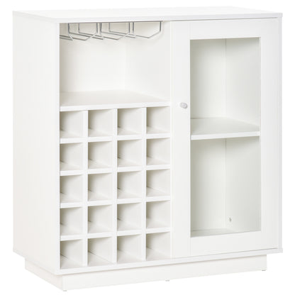 HOMCOM Modern Wine Cabinet Cupboard with Glass Door, Glass Holder & 20-Bottle Wine Rack for Living Room, Home Bar, Dining Room 