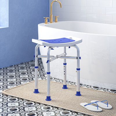 HOMCOM 44-51.5cm Aluminium Frame Shower/Bath Stool - White 