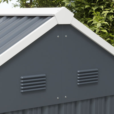 Outsunny 7 x 6ft Galvanised Garden Shed, with Latch - Dark Grey 