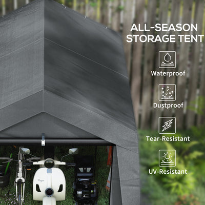 Outsunny 3.6 x 2.1m Portable Outdoor Shed, with Window - Dark Grey 