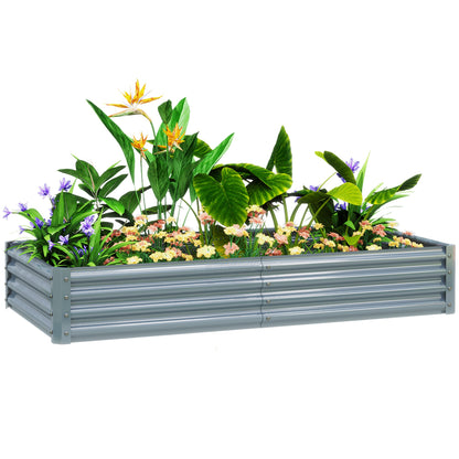 Outsunny 180 x 90cm Galvanised Steel Open Planter - Silver 