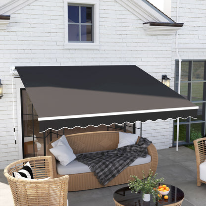 Outsunny 3 x 2.5m Garden Patio Manual Awning, Retractable Canopy Sun Shade Shelter with Fittings and Crank Handle, Black 