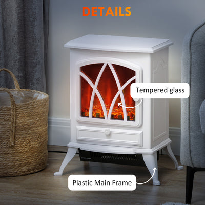 HOMCOM 1kW-2kW Vintage Electric Fireplace Heater - White 