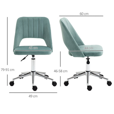 Vinsetto Mid Back Office Chair Velvet Fabric Swivel Scallop Shape Computer Desk Chair for Home Study Bedroom Green 