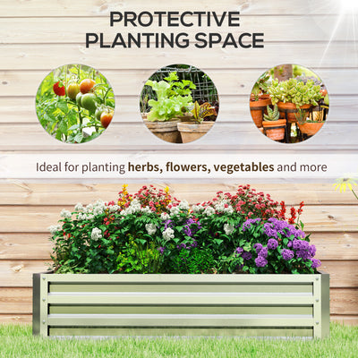 Outsunny Raised Beds for Garden, Galvanized Outdoor Planters, for Herbs and Vegetables, Use for Patio, Backyard, Balcony, Silver 