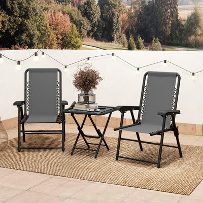 Outsunny Three-Piece Garden Table and Chair Set - Dark Grey 