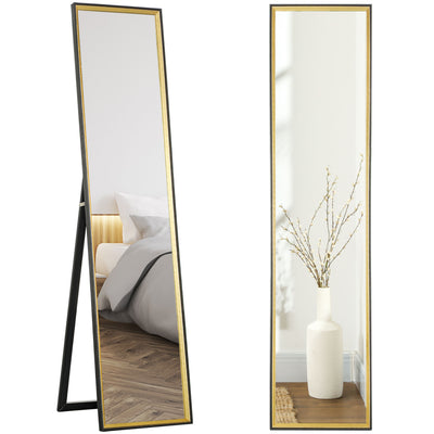 HOMCOM Full Length Mirror, 37 x 157cm Wall Mounted, Leaning, Free Standing Mirror, Framed Full Body Mirror for Living Room, Bedroom, Black 