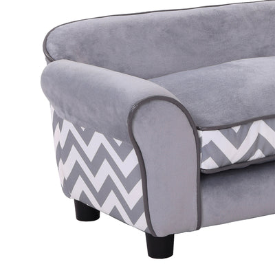 PawHut Dog Sofa Bed for XS-Sized Dogs, Cat Sofa with Soft Cushion, Pet Chair Lounge with Washable Cover, Removable Legs, Wooden Frame - Grey 