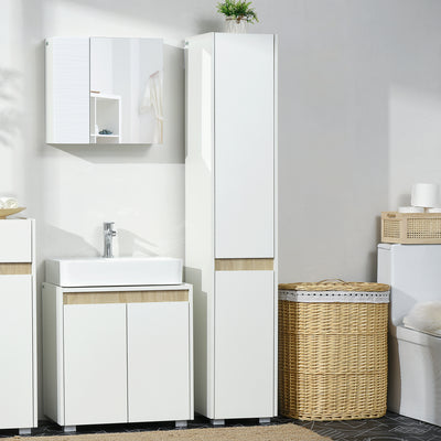 kleankin Tall Bathroom Cabinet with Adjustable Shelves, 5-Tier Modern Freestanding Tallboy with Storage Cabinets, White 