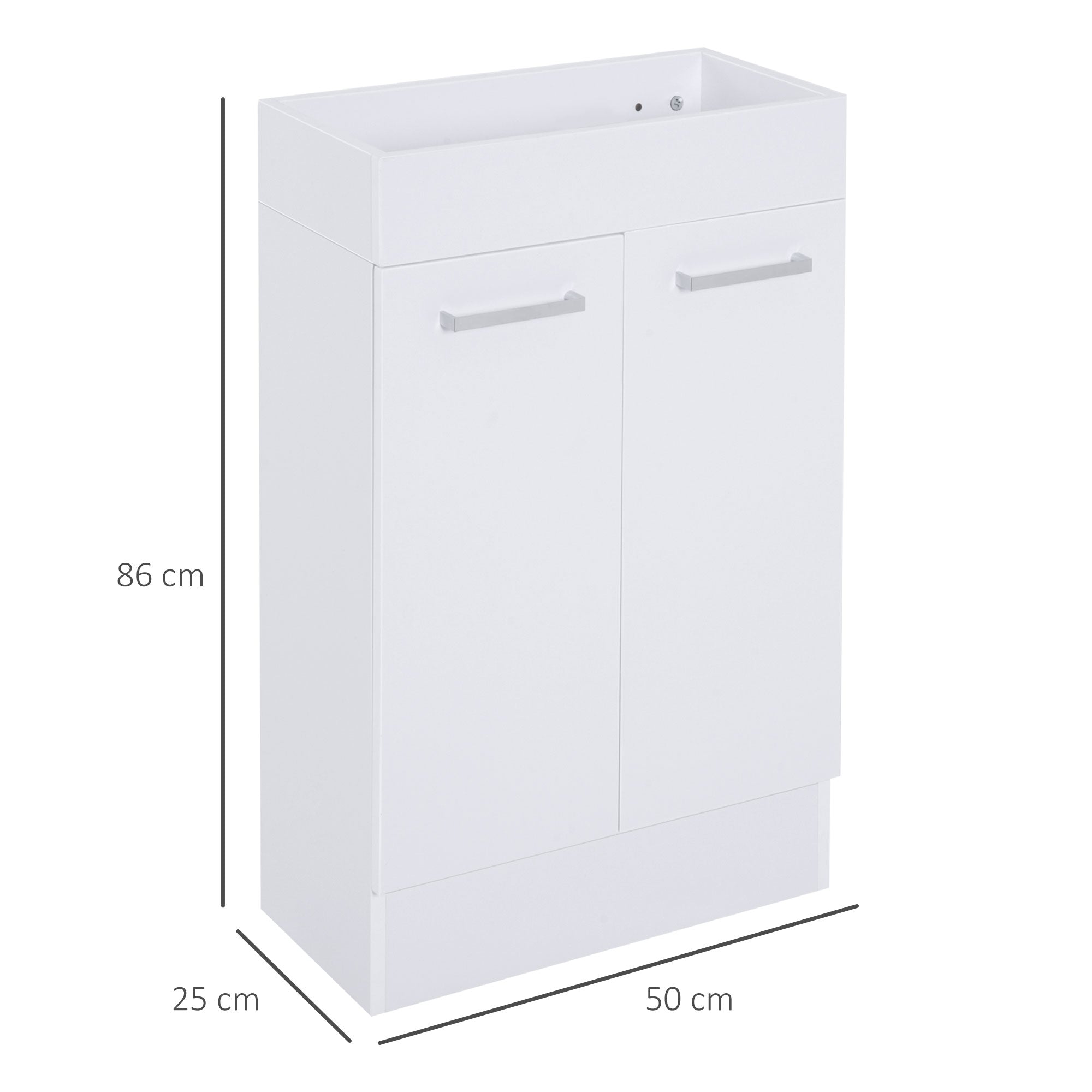 kleankin Under Sink Bathroom Vanity Unit Ceramic Basin Sink Cloakroom Storage Cabinet Home Furniture 