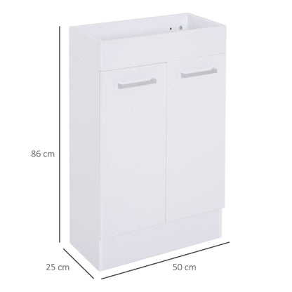 kleankin Under Sink Bathroom Vanity Unit Ceramic Basin Sink Cloakroom Storage Cabinet Home Furniture 
