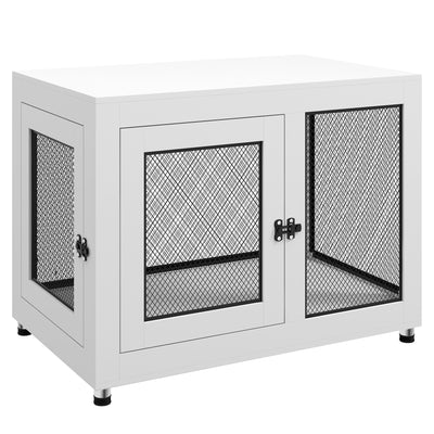 PawHut 2-in-1 Dog Cage & Side Table, with Two Doors, Cushion, for Large Dogs 