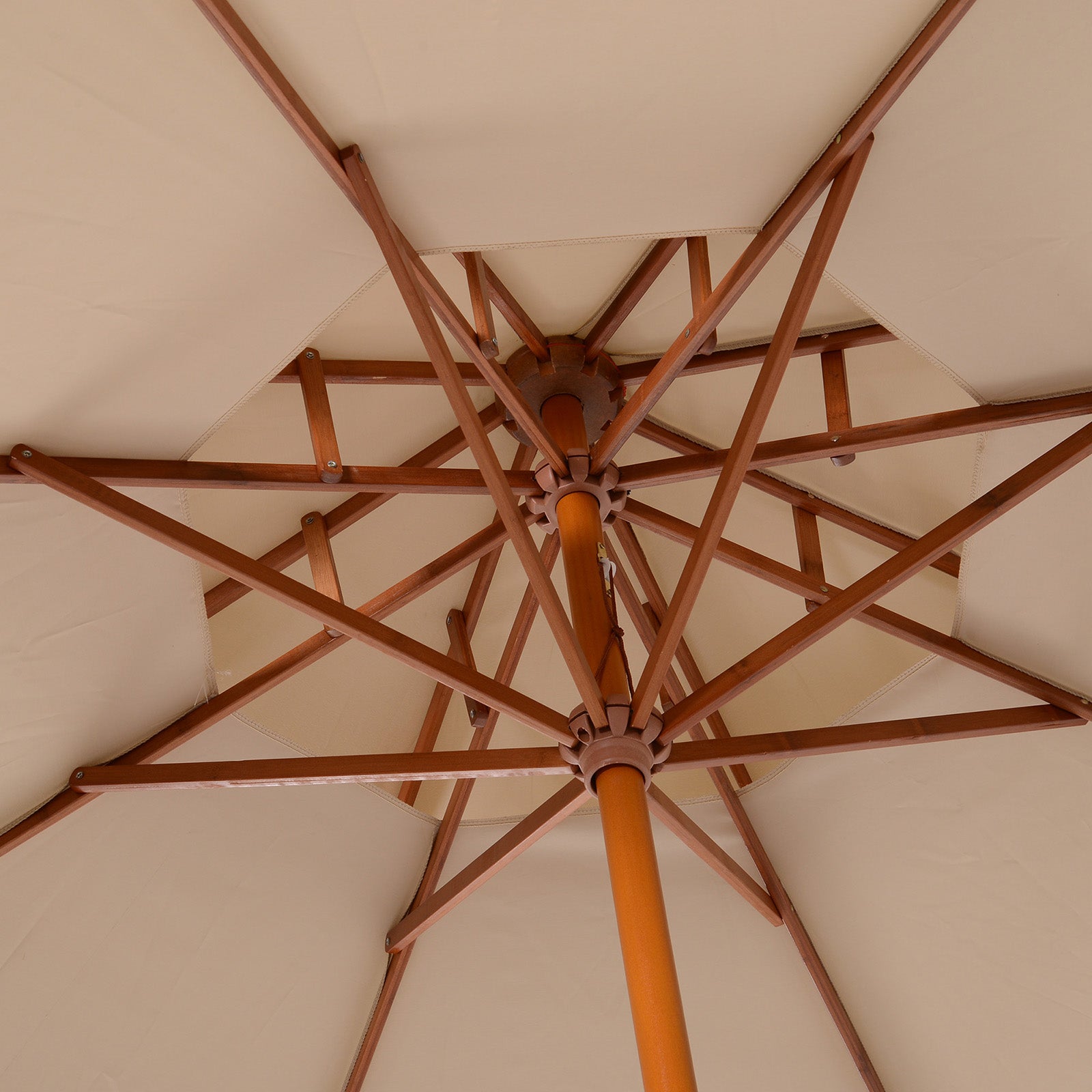 Outsunny 2.7m Elegant Wooden Frame Parasol Umbrella - Beige 