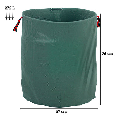 Outsunny Garden Waste Bags, 272L x 3 Heavy Duty Garden Bags, Foldable and Reusable Garden Sacks with Handles for Collecting Garden Waste, Plant waste grass and Leaves, Green 