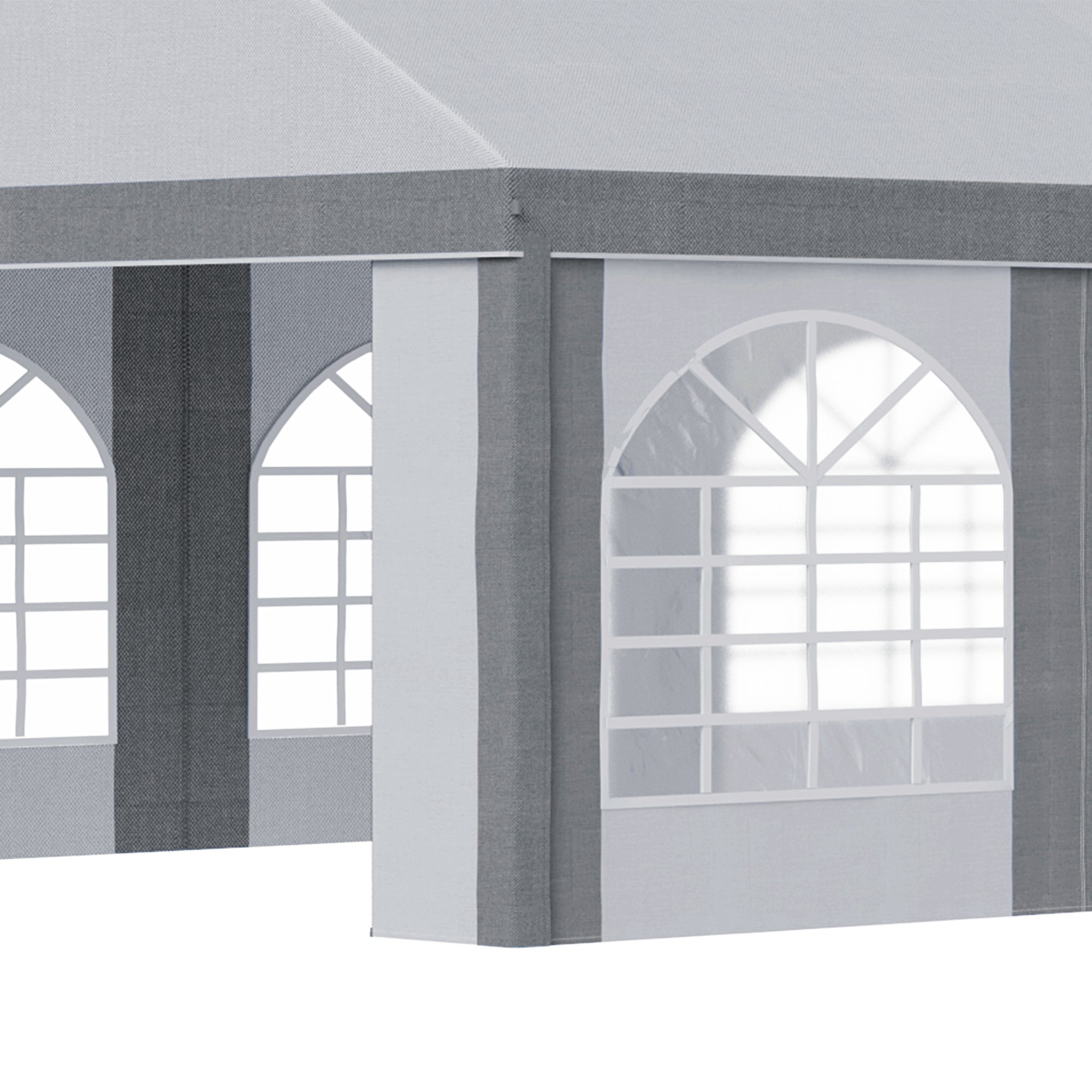 Outsunny 8 x 4m Galvanised Party Tent, Marquee Gazebo with Sides, Eight Windows and Double Doors, for Parties, Wedding and Events 