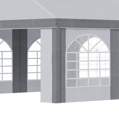 Outsunny 8 x 4m Galvanised Party Tent, Marquee Gazebo with Sides, Eight Windows and Double Doors, for Parties, Wedding and Events 