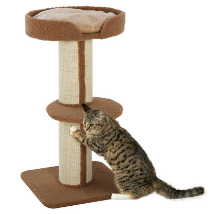 PawHut 91cm Cat Tower Scratching Posts Cat Tree for Indoor Cats Kitten Activity Centre Brown 