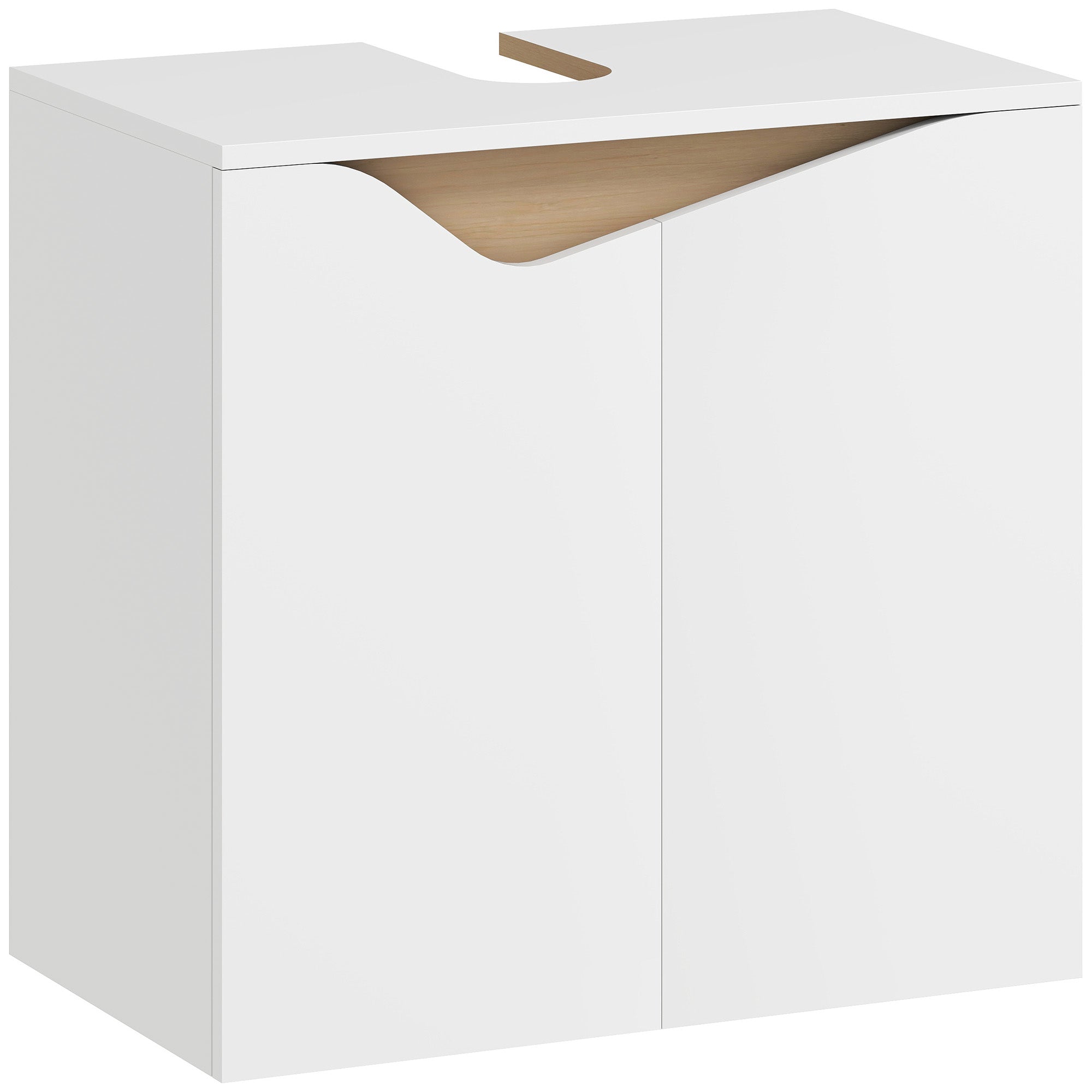 HOMCOM Under Sink Bathroom Cabinet, Bathroom Storage Cabinet with Soft-Close Doors, for Basin without Pedestal, White 