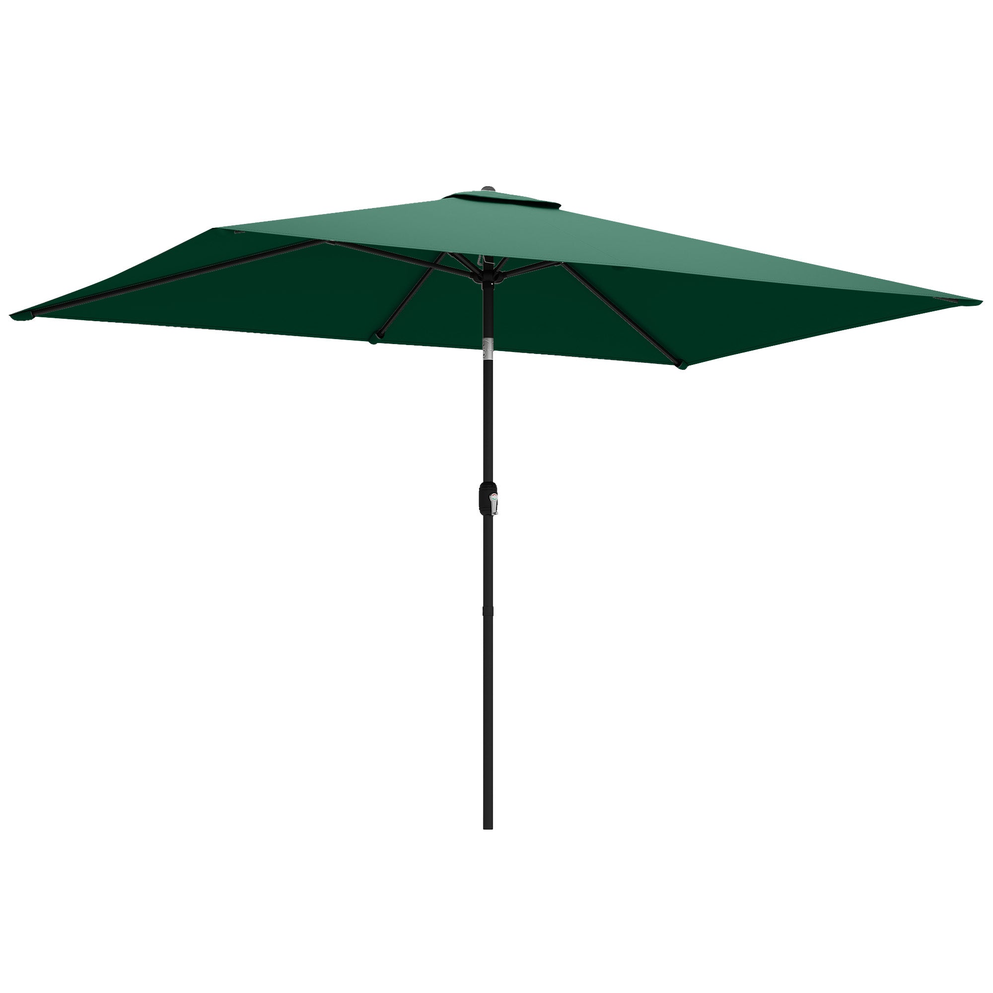 Outsunny Garden Parasol, Parasol Umbrella with Crank Handle, Tilt Function, Polyester Canopy, Green 