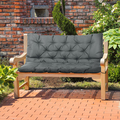 Outsunny Garden Bench Cushion, 2 Seater Swing Chair Cushion, Seat Pad with Ties for Indoor and Outdoor Use, 110 x 120 cm, Dark Grey 