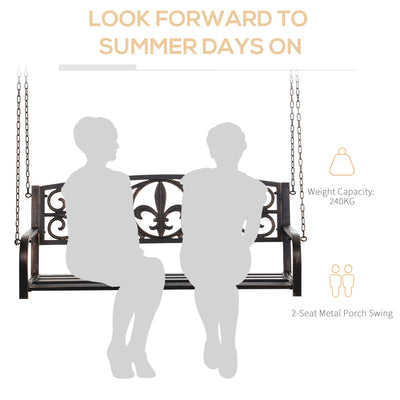 2 Seater Swing Seat Bench, Metal Garden Swing Chair with Chains, Weather Resistant, for the Patio, Yard, Deck and Yard, Black 