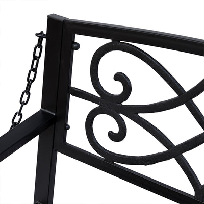 2 Seater Swing Seat Bench, Metal Garden Swing Chair with Chains, Weather Resistant, for the Patio, Yard, Deck and Yard, Black 