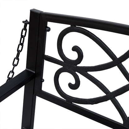 2 Seater Swing Seat Bench, Metal Garden Swing Chair with Chains, Weather Resistant, for the Patio, Yard, Deck and Yard, Black 