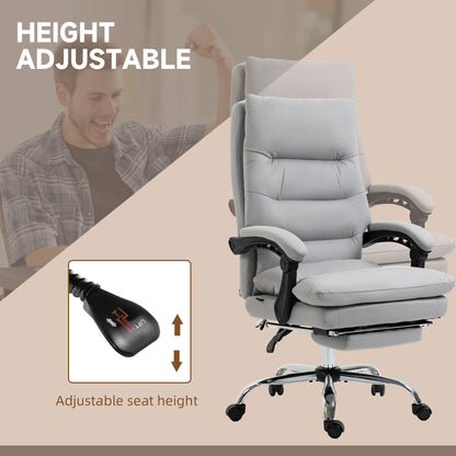 Vinsetto Office Chair, Ergonomic Desk Chair with 6-Point Vibration Massage and Back Heating, Microfibre Computer Gaming Chair with 135\'c2\'b0 Reclining Back and Footrest, Grey