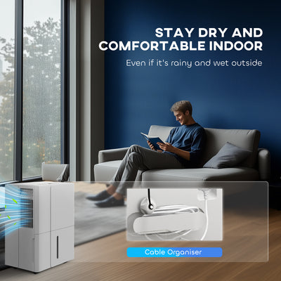 HOMCOM 30L Clothes Dryer Dehumidifier - White 