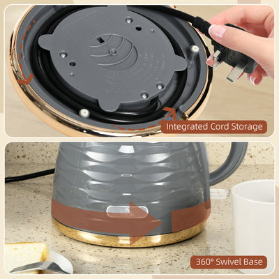 HOMCOM 3kW Rapid Boil Honeycomb Kettle - Grey 