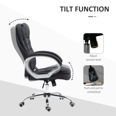 Vinsetto Executive Office Chair Task Chair for Home with Arm, Swivel Wheels, Linen Fabric, Black 