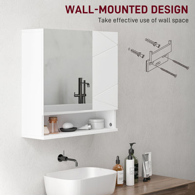 kleankin Wall Mounted Bathroom Storage Cupboard - White 