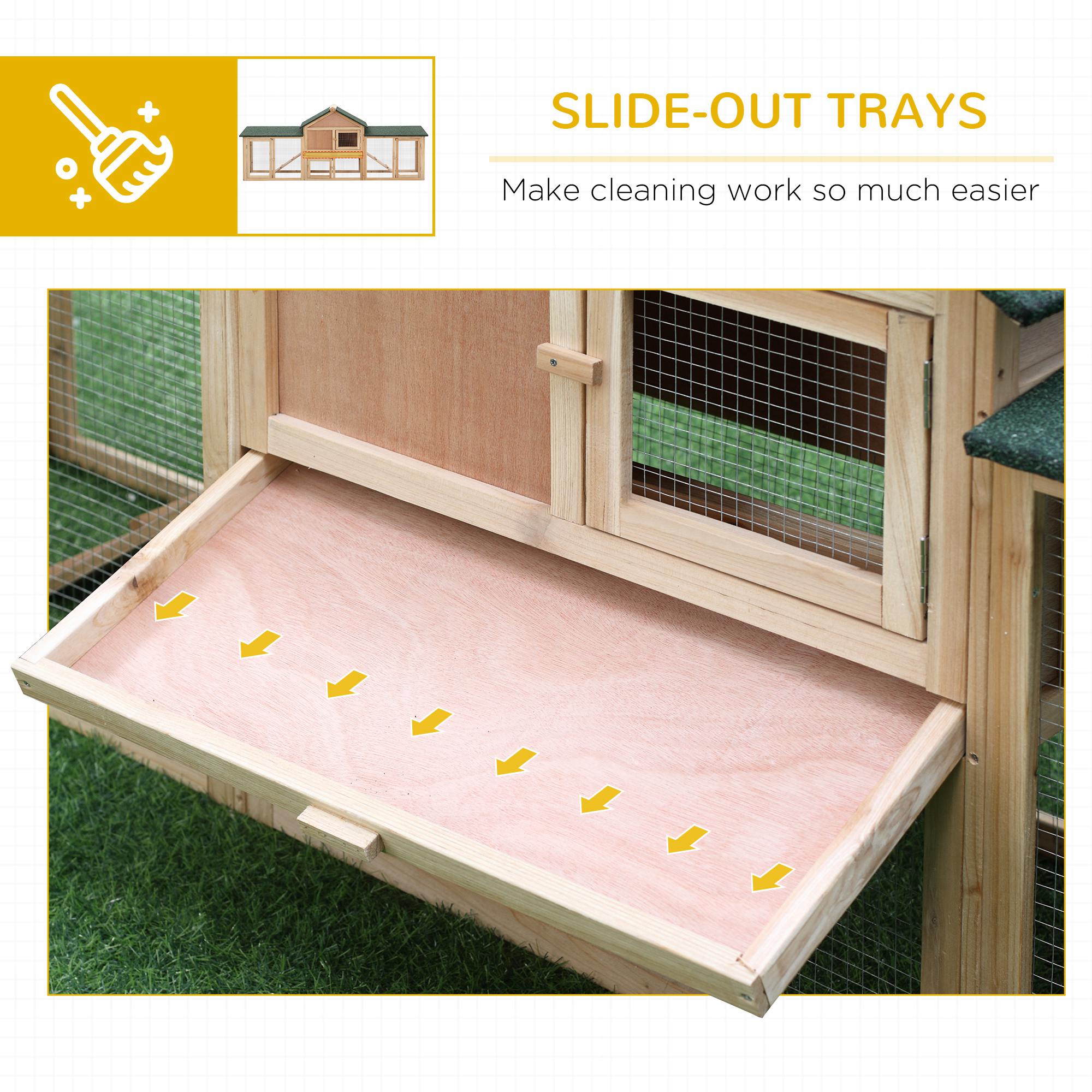 PawHut Large Rabbit Hutch Outdoor Wooden Guinea Pig Hutch with Run, 2 Storey Bunny House 210 x 45.5 x 84.5 cm 