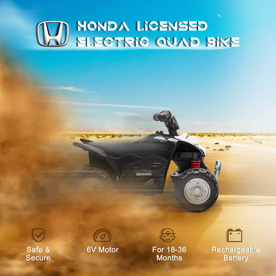 AIYAPLAY Honda Licensed Kids Electric Quad Bike, 6V ATV Ride On for Ages 1.5-3 Years, Black 