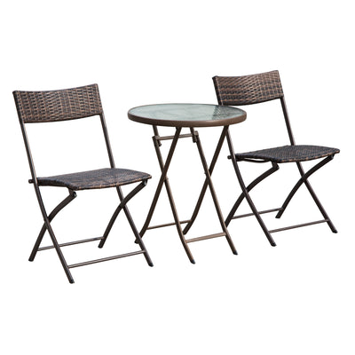 Outsunny 2 Seater Wicker Rattan Bistro Set-Brown 