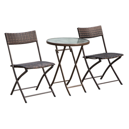 Outsunny 2 Seater Wicker Rattan Bistro Set-Brown 