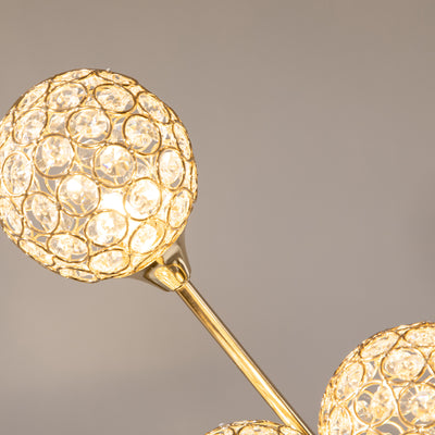 HOMCOM Crystal Floor Lamps for Living Room Bedroom with 5 Light, Modern Upright Standing Lamp, 34x25x156cm, Gold Tone 
