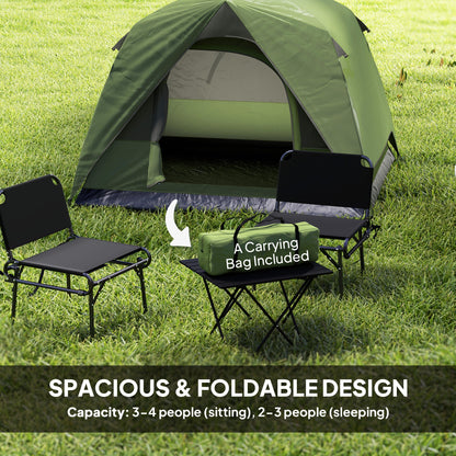 Outsunny 3-4 Person Camping Tent, Easy Set Up Waterproof Dome Tent with Sewn-in Groundsheet, Mesh Windows, Pocket and Hook for Camping, Hiking, Backpacking, Olive Green and Grey 