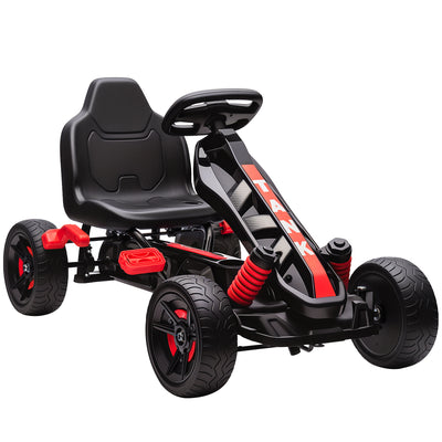 AIYAPLAY Pedal Go Kart for Kids Aged 3-6 Years, with Freewheel System, Brake, EVA Anti-Slip Wheels, Red 