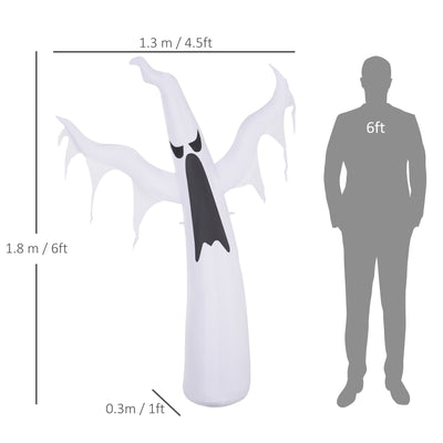 HOMCOM 6FT 1.8m LED Halloween Inflatable Decoration Floating Ghost Scary Party Outdoors Yard Lawn 
