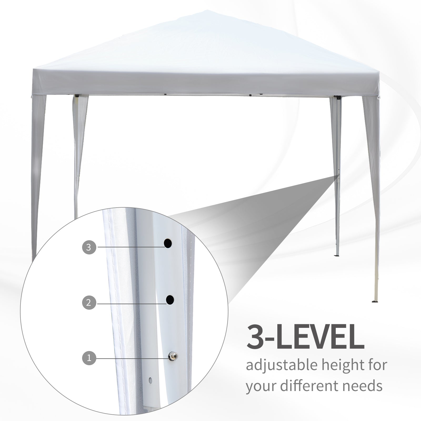 Outsunny 3 x 3M Garden Pop Up Gazebo Height Adjustable Marquee Party Tent Wedding Canopy with Carrying Bag, White 