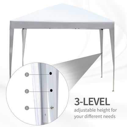 Outsunny 3 x 3M Garden Pop Up Gazebo Height Adjustable Marquee Party Tent Wedding Canopy with Carrying Bag, White 