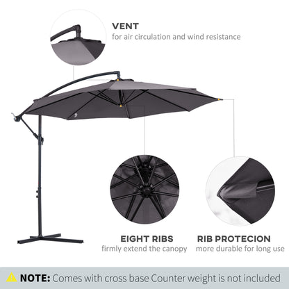 Outsunny Cantilever Umbrella Parasol Hanging Banana Steel Dark Grey 3M Patio 