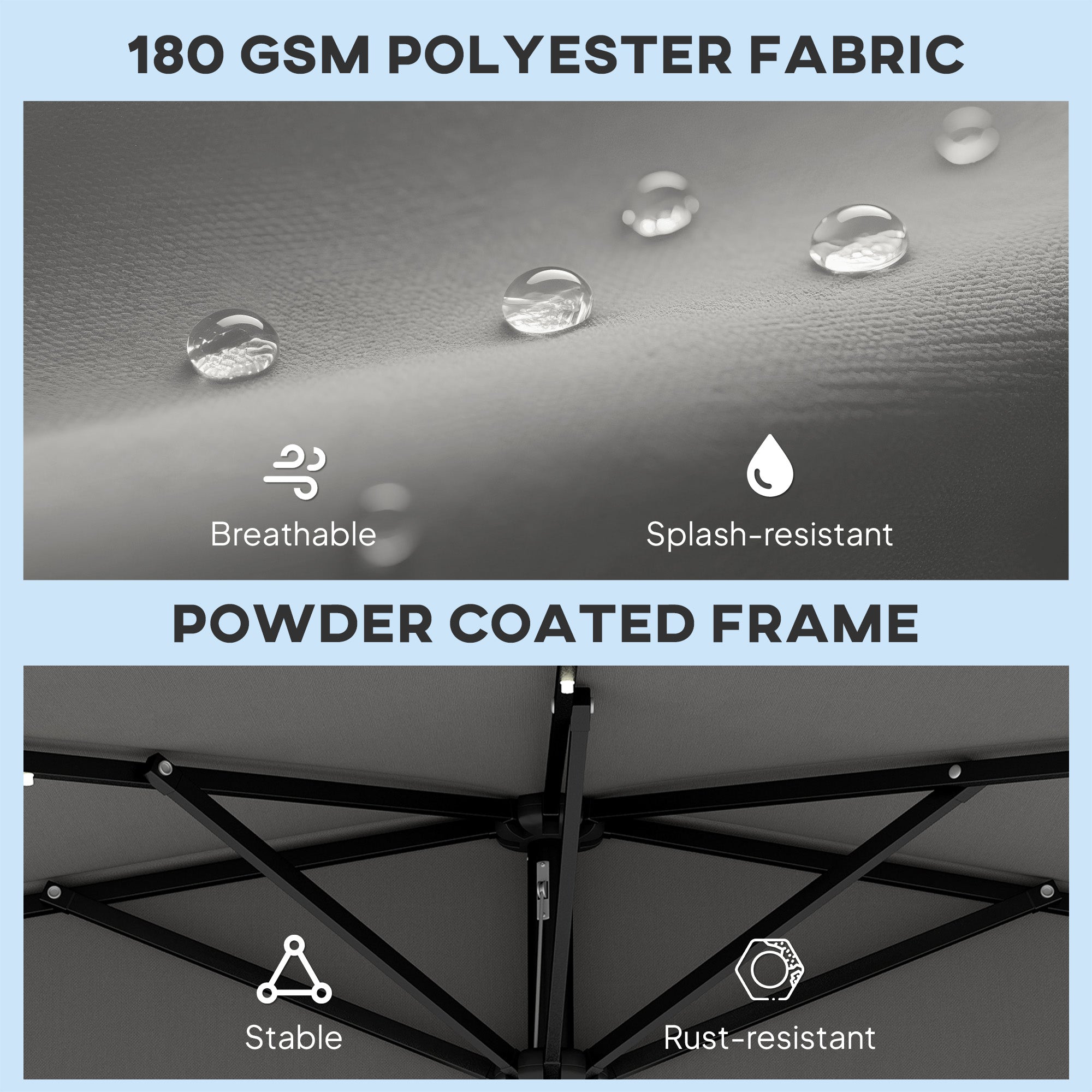 Outsunny 2.6 m Half Garden Parasol with Solar LED Lights, UPF50+ Semi Round Umbrella with 30° Tilt, Crank Handle, Dark Grey 