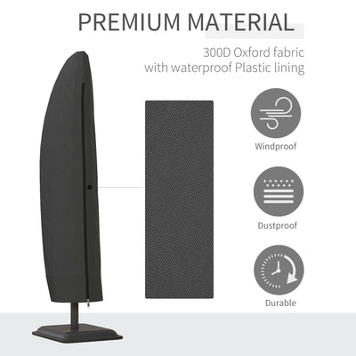 Outsunny Parasol Cover, Cantilever Umbrella Cover, Banana Umbrella Protector with Zipper for Outdoor Garden, Patio, Black 