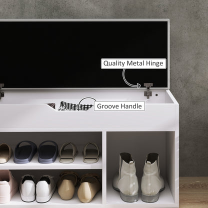 HOMCOM Shoes Cabinet Bench Hidden Storage Padded Seat Organiser Footwear Rack Hallway Cream White 