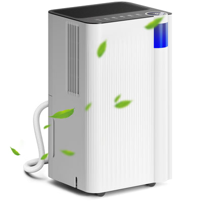 HOMCOM 12L/Day Dehumidifier with Continuous Drainage, 2L Water Tank, 24H Timer, Digital Humidity Display, Filter, Auto Defrost, Children Lock, for Bedroom, Dehumidifier for Home Damp, Laundry Drying 