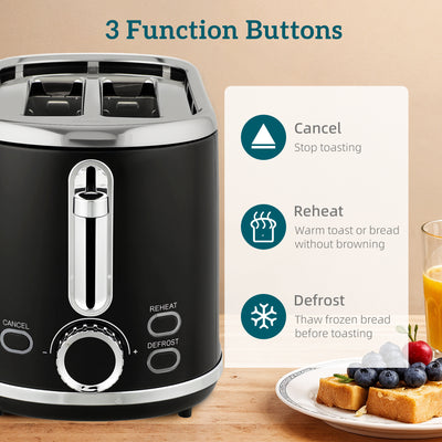HOMCOM Polished Retro 40-100°C Kettle and Toaster Set - Black 