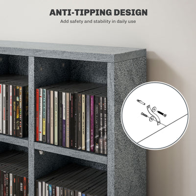 HOMCOM CD Storage Unit with Adjustable Shelves, 89 x 130.5 cm, Cement Grey 