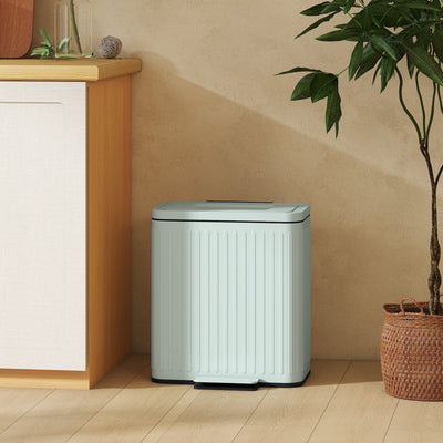 HOMCOM 40L Dual Compartment Rubbish Bin, with Soft-Close Lid - Green 